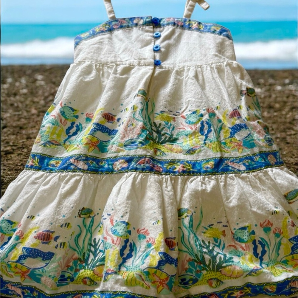 Girl’s 2T Tahari Tropical Fish Casual Summer White Dress Sea Life 2 Toddler EUC